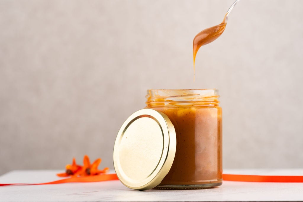 Jar of salted butter caramel spread